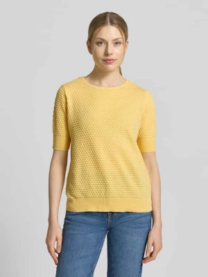 Sweter z dzianiny z rękaw o dł. 1 / 2 model 'Dodo' Freequent Żółty
