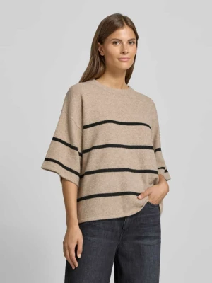 Sweter z dzianiny z rękawem o dł. 1/2 i dodatkiem wełny model „DASILA” Ichi