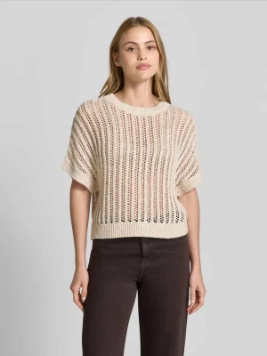 Sweter z dzianiny z rękawem o dł. 1/2 i okrągłym dekoltem comma