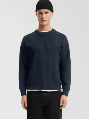 Sweter z dzianiny z warstwami QS niebieski