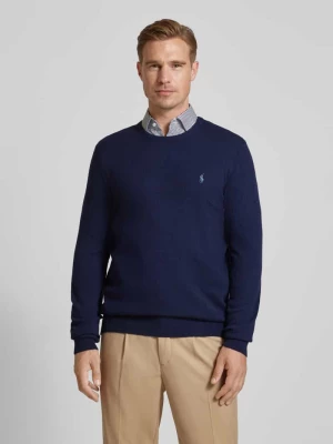 Sweter z dzianiny z wełny lana z okrągłym dekoltem Polo Ralph Lauren