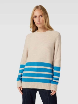 Sweter z dzianiny z wełny lana z paskami w kontrastowym kolorze Christian Berg Woman