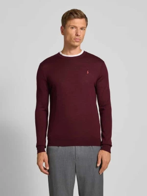 Sweter z dzianiny z wełny merino Polo Ralph Lauren Bordowy