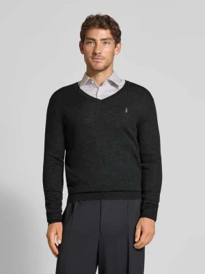Sweter z dzianiny z wełny merino z dekoltem w serek Polo Ralph Lauren
