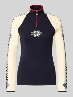 Sweter z dzianiny z wełny model 'Geilo' Dale of Norway Granatowy