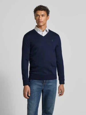 Sweter z dzianiny z wełny merino z dekoltem w serek Polo Ralph Lauren