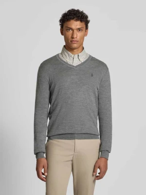 Sweter z dzianiny z wełny merino z dekoltem w serek Polo Ralph Lauren