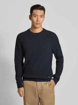 Sweter z dzianiny z wełny z okrągłym dekoltem camel active