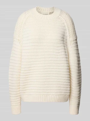 Sweter z dzianiny z wełny z okrągłym dekoltem Closed Złamany biały