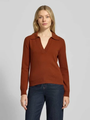 Sweter z dzianiny z wełny z wykładanym kołnierzem i dekoltem w serek Gant