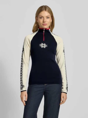 Sweter z dzianiny z wełny z zamkiem błyskawicznym model ‘Geilo’ Dale of Norway