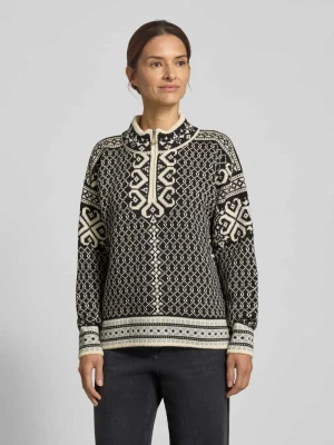 Sweter z dzianiny z wełny z zamkiem błyskawicznym model ‘LEKNES’ Dale of Norway