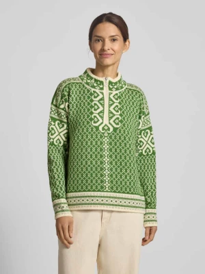Sweter z dzianiny z wełny z zamkiem błyskawicznym model ‘LEKNES’ Dale of Norway