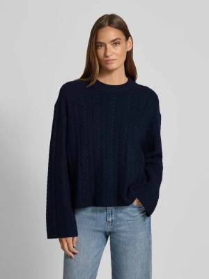 Sweter z dzianiny z wełny ze ściegiem warkoczowym Jake*s Casual