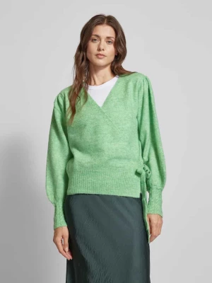 Sweter z dzianiny z wiązanym detalem model ‘HOLENE’ Ichi