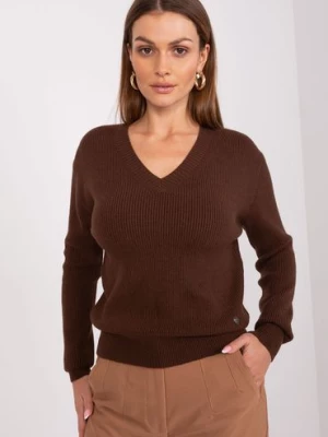 Sweter z dzianiny z wiskozą ciemny brązowy