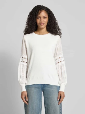 Sweter z dzianiny z wiskozy z półprzezroczystymi rękawami Apricot Złamany biały