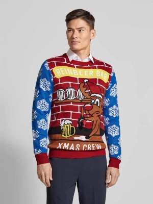 Sweter z dzianiny z wiskozy z wyhaftowanym motywem lindbergh