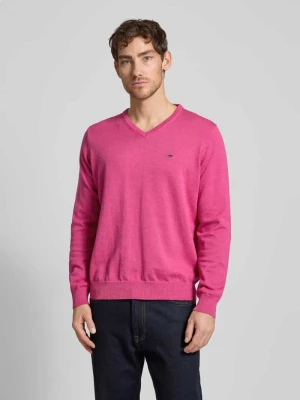 Sweter z dzianiny z wyhaftowanym logo FYNCH-HATTON