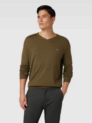Sweter z dzianiny z wyhaftowanym logo FYNCH-HATTON