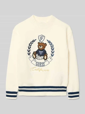 Sweter z dzianiny z wyhaftowanym logo Guess