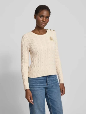 Sweter z dzianiny z Wyhaftowane logo i Listwa guzikowa Lauren Ralph Lauren