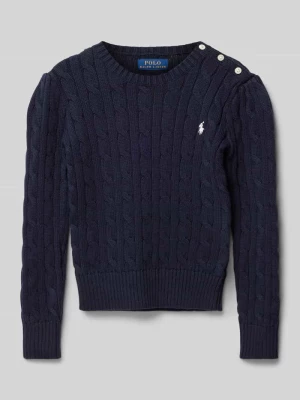 Sweter z dzianiny z wyhaftowanym logo model ‘CABLE’ RALPH LAUREN TEENS