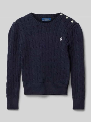 Sweter z dzianiny z wyhaftowanym logo model ‘CABLE’ Polo Ralph Lauren Teens