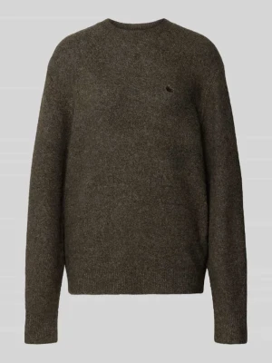 Sweter z dzianiny z wyhaftowanym logo model 'CURTIS' Carhartt WIP Khaki