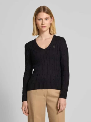 Sweter z dzianiny z wyhaftowanym logo model ‘KIMBERLY’ Polo Ralph Lauren