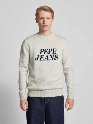 Sweter z dzianiny z wyhaftowanym logo model ‘LUKA’ Pepe Jeans