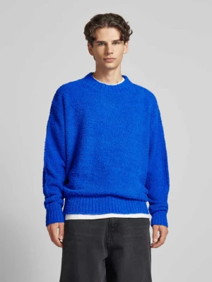 Sweter z dzianiny z wyhaftowanym logo model ‘Sanou’ Hugo Blue