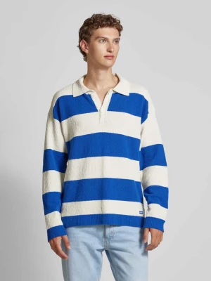 Sweter z dzianiny z wykładanym kołnierzem model ‘Sellih’ Hugo Blue