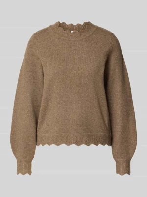 Sweter z dzianiny z wykończeniem w ząbki model 'VINIKOLINA' Vila