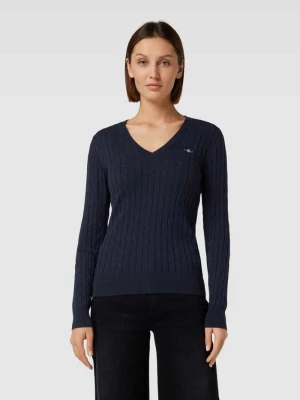 Sweter z dzianiny z wzorem warkocza Gant