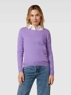 Sweter z dzianiny z wzorem warkocza montego