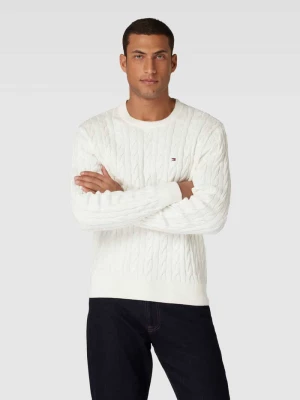 Sweter z dzianiny z wzorem warkocza Tommy Hilfiger