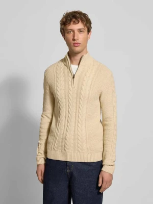 Sweter z dzianiny z zamkiem błyskawicznym model ‘BASIM’ Blend