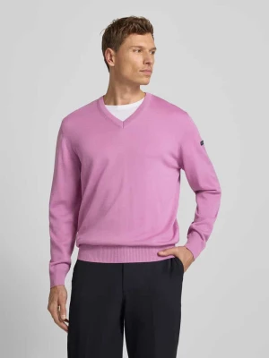 Sweter z dzianiny z żywej wełny z dekoltem w serek maerz muenchen