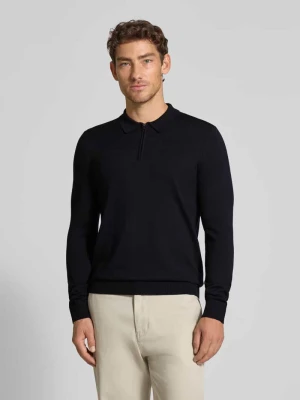 Sweter z dzianiny z żywej wełny z kołnierzykiem polo model ‘Dondor’ JOOP! Collection