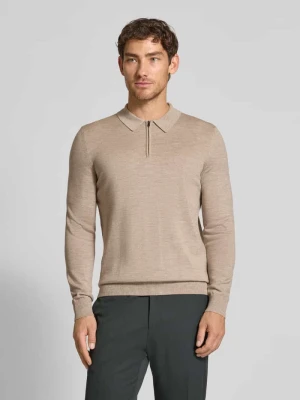 Sweter z dzianiny z żywej wełny z kołnierzykiem polo model ‘Dondor’ JOOP! Collection