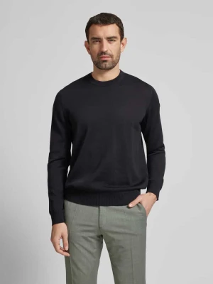 Sweter z dzianiny z żywej wełny z okrągłym dekoltem maerz muenchen