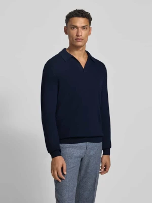 Sweter z dzianiny z żywej wełny z wykładanym kołnierzem i dekoltem w serek GRAN SASSO