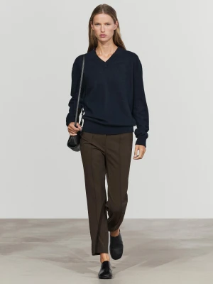 Sweter Z Dzianiny Ze 100% Kaszmiru - Granatowy - Massimo Dutti - Female