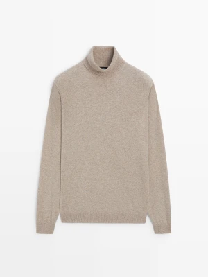 Sweter Z Dzianiny Ze 100% Wełny Z Golfem - Pustynny Brąz - Massimo Dutti - Male