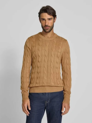Sweter z dzianiny ze ściegiem warkoczowym i okrągłym dekoltem Matinique