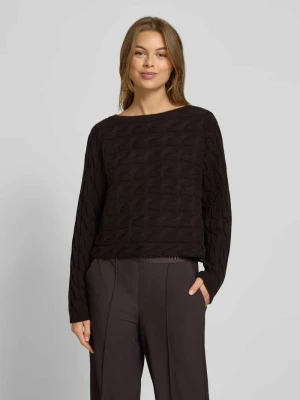 Sweter z dzianiny ze ściegiem warkoczowym i okrągłym dekoltem Oui