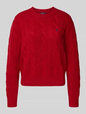 Sweter z dzianiny ze ściegiem warkoczowym i okrągłym dekoltem Polo Ralph Lauren