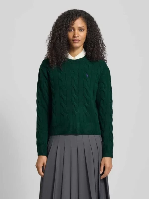 Sweter z dzianiny ze ściegiem warkoczowym i okrągłym dekoltem Polo Ralph Lauren