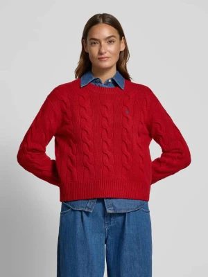Sweter z dzianiny ze ściegiem warkoczowym i okrągłym dekoltem Polo Ralph Lauren